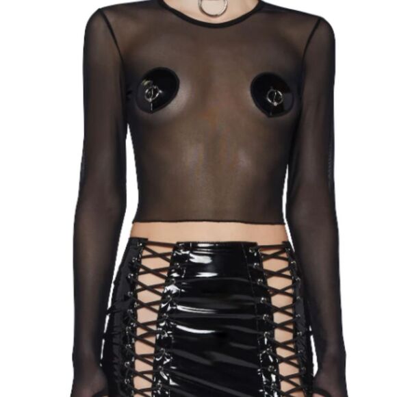 Dolls Kill Widow Reign of Pleasure Mesh Top - Picture 2 of 6
